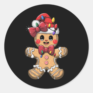 Vrolijk Kerstfeest T-shirt Gingerbread Santa Pyjam Ronde Sticker