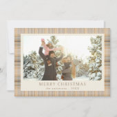 Vrolijk Kerstfeest Tan Plaid Foto Feestdagenkaart (Voorkant)
