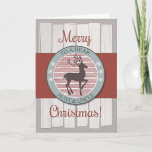 Vrolijk Kerstfeest Tante & Oom, Rustiek Rendier Feestdagen Kaart