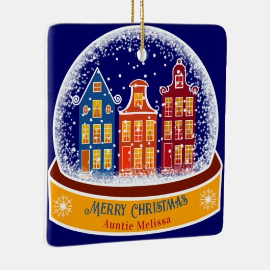 Vrolijk Kerstfeest tante Snowglobe Village Keramisch Ornament (Rechts)