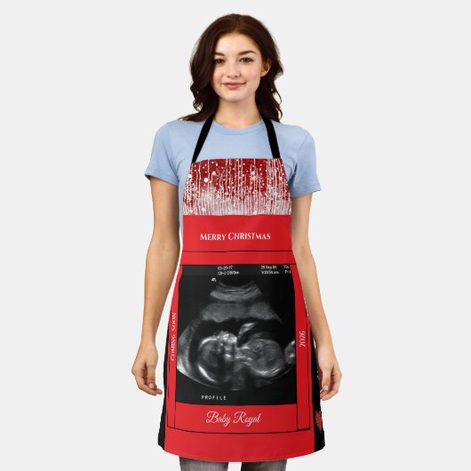 Vrolijk Kerstfeest Tante Sonogram Baby Binnenkort Schort (Gedragen)