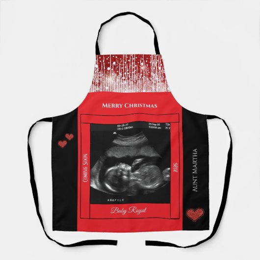 Vrolijk Kerstfeest Tante Sonogram Baby Binnenkort Schort (Voorkant)