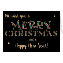 Vrolijk Kerstfeest, Tartan en Gold-effect Letterin