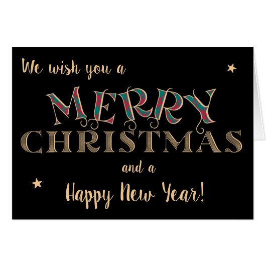 Vrolijk Kerstfeest, Tartan en Gold-effect Letterin (Voorkant Horizontaal)