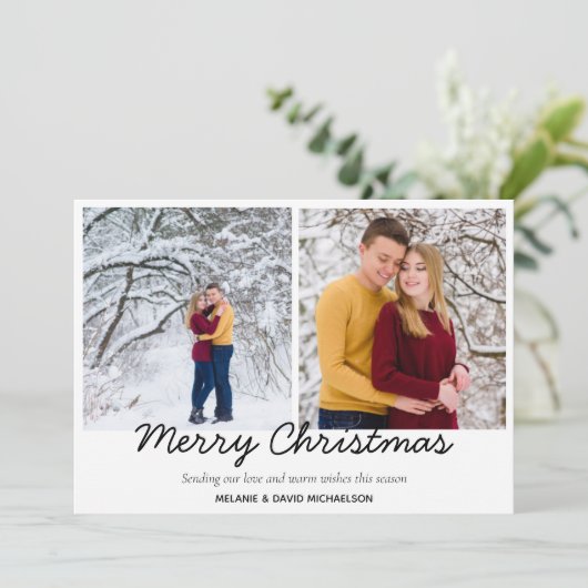Vrolijk kerstfeest Tartan Foto Collage Seasonal Feestdagenkaart (Staand voorkant)