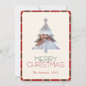 Vrolijk Kerstfeest Tartan Plaid Foto Feestdagenkaart (Voorkant)