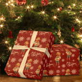 Vrolijk Kerstfeest Teckel Hond Rood Vakantie Cadeaupapier