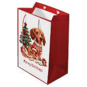 Vrolijk Kerstfeest Teckel Hond Vakantie Cookies Medium Cadeauzakje (Achterkant Gekanteld)