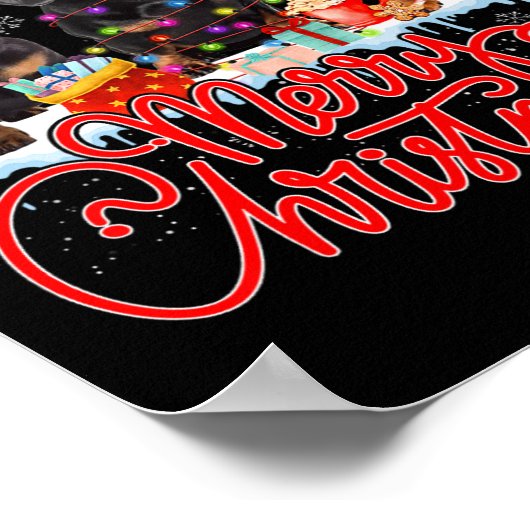 Vrolijk Kerstfeest Teckel Honden Santa Reindeer Li Poster (Hoek)