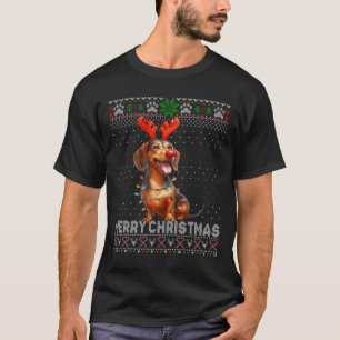 Vrolijk Kerstfeest Teckel Hondenliefhebber Lelijk  T-shirt
