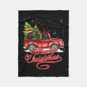 Vrolijk Kerstfeest Teckel Hondenliefhebber Santa R Fleece Deken