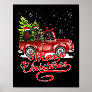 Vrolijk Kerstfeest Teckel Hondenliefhebber Santa R Poster