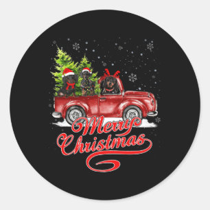 Vrolijk Kerstfeest Teckel Hondenliefhebber Santa R Ronde Sticker