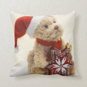 Vrolijk kerstfeest, Teddy Bear met Santa Hat Kussen