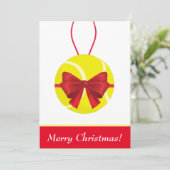 Vrolijk kerstfeest Tennis Ball Gift & Red Bow Holi Feestdagenkaart (Staand voorkant)