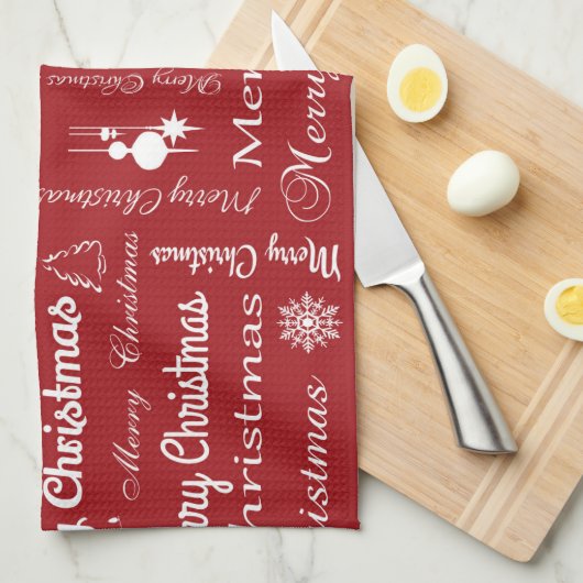 Vrolijk kerstfeest theedoek (Quarter Fold)