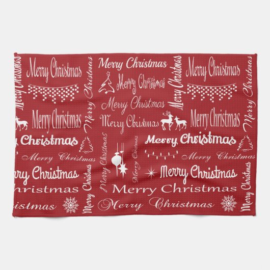 Vrolijk kerstfeest theedoek (Horizontaal)
