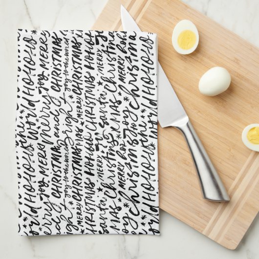 Vrolijk kerstfeest theedoek (Quarter Fold)