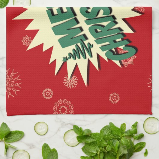 Vrolijk kerstfeest theedoek (Gevouwen)