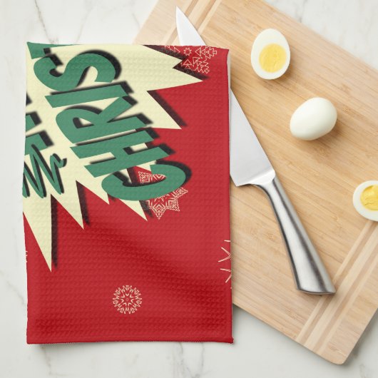 Vrolijk kerstfeest theedoek (Quarter Fold)