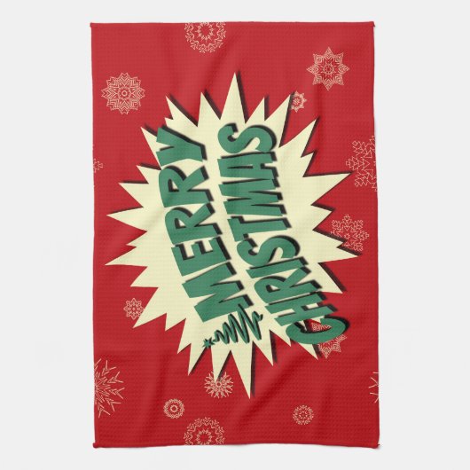 Vrolijk kerstfeest theedoek (Verticaal)