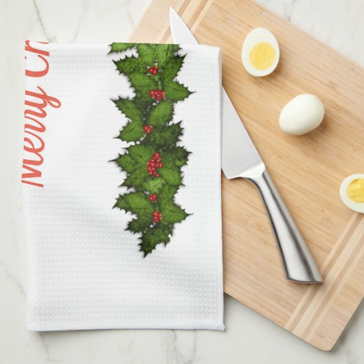 Vrolijk kerstfeest theedoek (Quarter Fold)