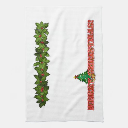 Vrolijk kerstfeest theedoek (Verticaal)