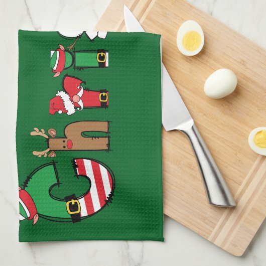 Vrolijk kerstfeest theedoek (Quarter Fold)