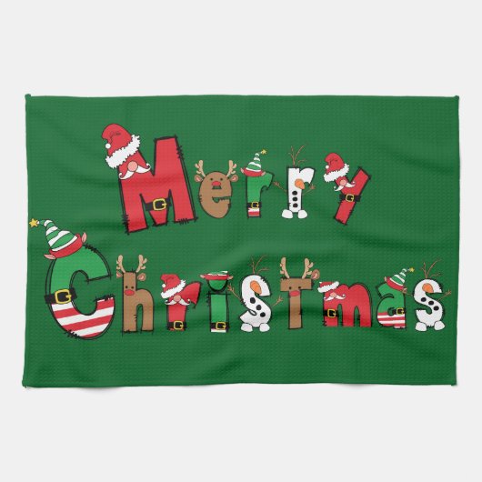 Vrolijk kerstfeest theedoek (Horizontaal)