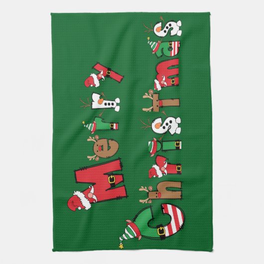 Vrolijk kerstfeest theedoek (Verticaal)