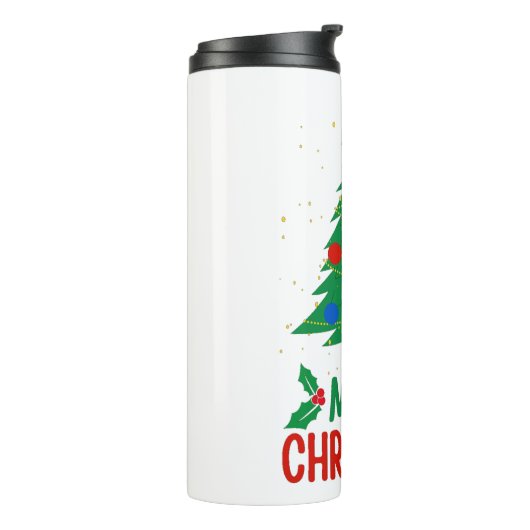 Vrolijk kerstfeest thermosbeker (Gedraaid links)