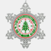 Vrolijk kerstfeest tin sneeuwvlok ornament (Voorkant)