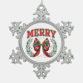 Vrolijk kerstfeest tin sneeuwvlok ornament (Voorkant)