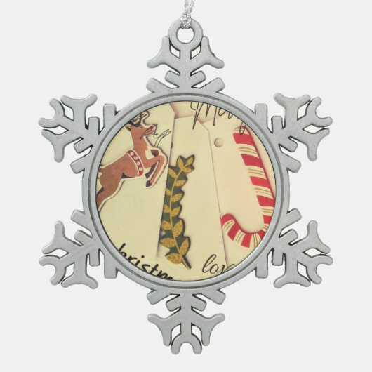Vrolijk kerstfeest tin sneeuwvlok ornament (Voorkant)