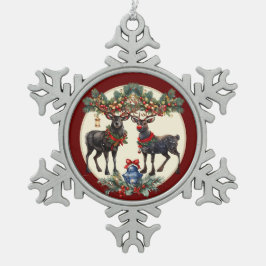 Vrolijk kerstfeest tin sneeuwvlok ornament