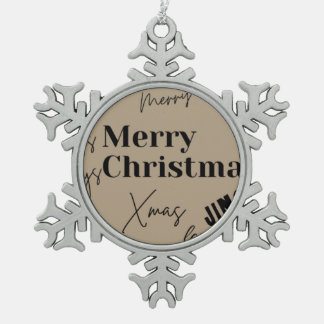 Vrolijk kerstfeest tin sneeuwvlok ornament