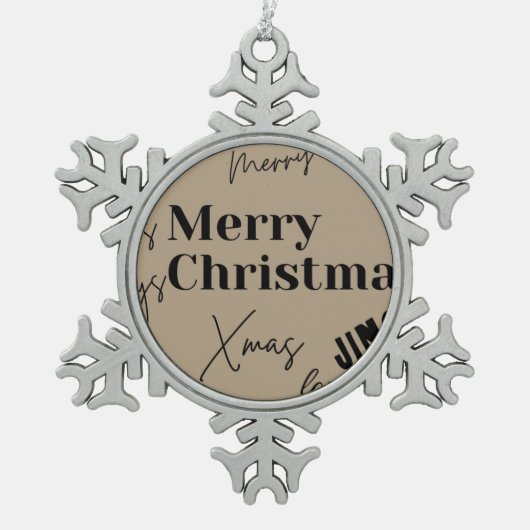 Vrolijk kerstfeest tin sneeuwvlok ornament (Voorkant)