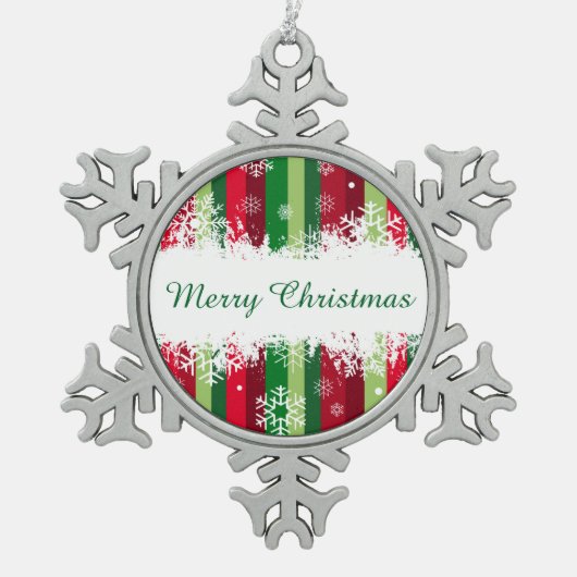 Vrolijk kerstfeest tin sneeuwvlok ornament (Voorkant)