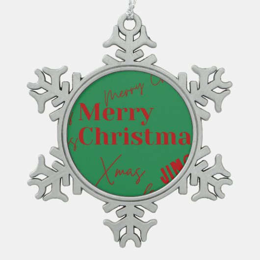 Vrolijk kerstfeest tin sneeuwvlok ornament (Voorkant)