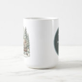 Vrolijk kerstfeest toevoegen monogram rendier slee koffiemok (Center)