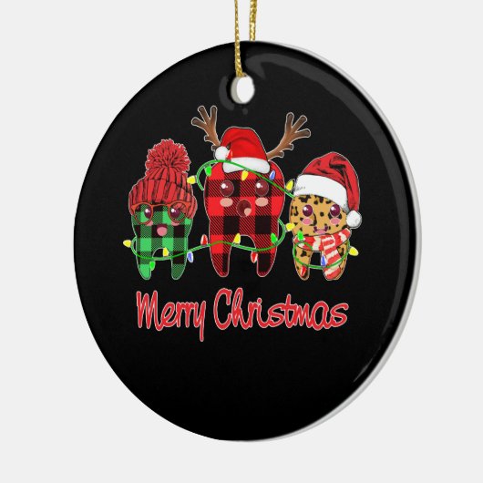 Vrolijk kerstfeest Tooth Leopard Keramisch Ornament (Links)