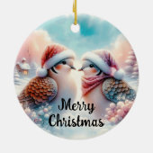 Vrolijk kerstfeest Tortelduifjes Keramisch Ornament (Achterkant)