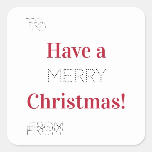 Vrolijk kerstfeest tot Rood Typografie cadeau labe Vierkante Sticker (Voorkant)