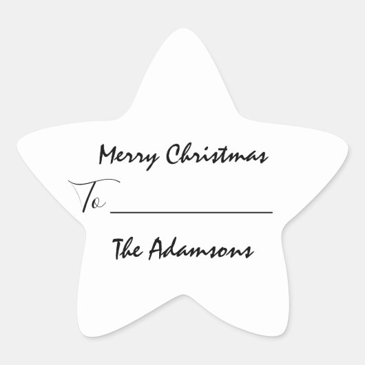 Vrolijk kerstfeest tot..Van familienaam Feestdagen Ster Sticker (Voorkant)