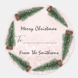 Vrolijk kerstfeest tot..Van familienaam Vakantie b Ronde Sticker