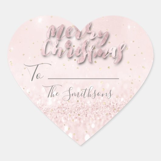 Vrolijk kerstfeest tot..Van naam Confetti roze har Hart Sticker (Voorkant)