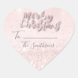 Vrolijk kerstfeest tot..Van naam Confetti roze har Hart Sticker
