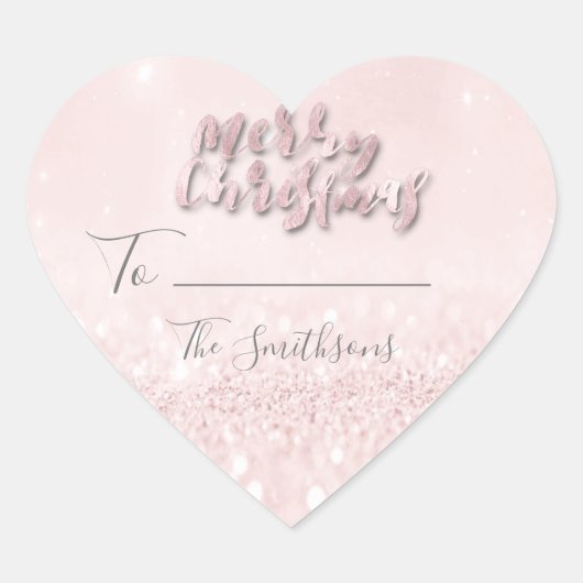 Vrolijk kerstfeest tot..Van naam vakantie roze har Hart Sticker (Voorkant)