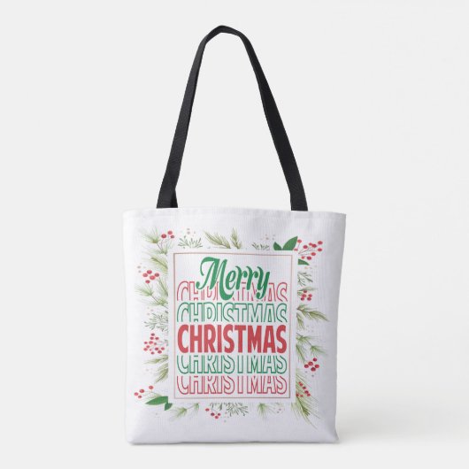 Vrolijk kerstfeest tote bag (Achterkant)