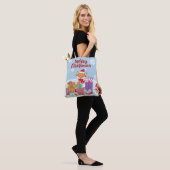 Vrolijk kerstfeest tote bag (Op model)